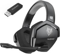 NUBWO G06 Cascos Gaming Inalámbricos con Drivers de 50 mm para PC/Ps5/Ps4/NS/Mobile, Auriculares Gaming Inalámbricos con 2.4 GHz+Bluetooth 5.3 Modo Dual, 7.1 Sonido Envolvente, Duración 100Hr+ - Gris