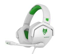 NUBWO N16 Auriculares con Cable - Micrófono con Cancelación de Ruido, Sonido Estéreo y Diseño Cómodo para PS5, PS4, XboxOne, NS, PC, Computadora Portátil y Mac - Blanco/Verde