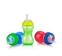 Nuby 3 piezas Boy No-Spill Cup con paja flexible, 10 oz