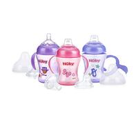 Nuby 3 piezas Natural Touch 3 etapas cuello ancho tamaño pecho botella a taza, niña