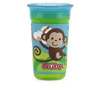 Nuby 360 grados Easy Sip 3D Grip Wonder Cup con funda de silicona impresa, 10 onzas, mono