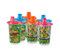 Nuby 6 unidades de tazas reutilizables y tapas con boquilla, tortugas ninja mutante, 10 oz