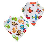 Nuby Babero bandana con diseño de dribble Catcher de 2 unidades, súper absorbente con cuello suave y cómodo, niño