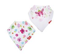 Nuby Babero bandana con diseño de dribble Catcher de 2 unidades, súper absorbente con cuello suave y cómodo, para niña