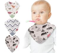 Nuby - Babero reversible de 3 piezas de muselina 100% algodón natural Green/Grey/Blue Talla:Count of 3