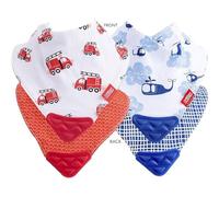 Nuby - Babero reversible para dentición (2 piezas) rojo Fire Engine Talla:3 mo+