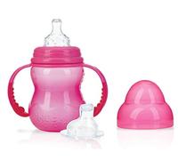 Nûby Biberón de entrenamiento con boquilla antigoteo - 240ml - 6m+ Rosa - Taza con asas