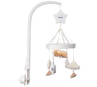 Nuby Biscuit el Osito - Móvil Musical para Bebés - Brazo ajustable que se adapta a todas las cunas - Sonidos relajantes