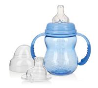 Nuby - Botella de bebé 3 en 1 para entrenamiento de sippy Cup (20,3 ml, Proof Spill Proof with Soft Spout, Nipple & Removable Grip Handles - Dishwasher Safe (azul)