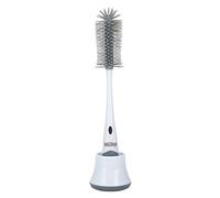 Nuby - Cepillo limpia biberones con base - Cepillo de Silicona 2-en-1 para Biberones y Tetinas - Con Soporte Higiénico - Blanco