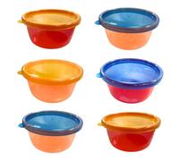 Nuby Cuencos con Tapa, Recipientes Comida, Pack de 6, 300 ml, Multicolor | Recipientes prácticos y versátiles, apilables y con colores vivos, ideales para snacks, comidas y fruta en casa o de viaje