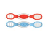 Nuby Dip & Scoop Spoons - (2 paquetes) Baby Led Weaning Spoons for Babies - 6+ Months - Rojo y Azul