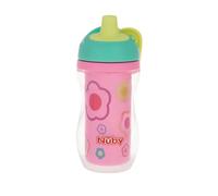 Nuby Easy Grip - Taza isotérmica (incluye paja, diseño de flores, 6 meses)