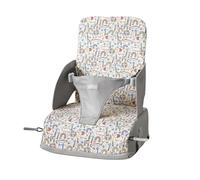 Nuby Elevador de silla plegable para bebé, con bolsillo, +6 meses, Safari | Plegable, Impermeable y fácil de limpiar, con bolsillo y arnés de seguridad de 3 puntos, para comidas en casa y de viaje