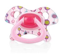 Nuby Geo - Chupete Ortodóntico con Tetina Pequeña de Silicona con Filamentos, 0-6 M, Color Rosa