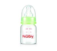 Nuby ID1177 - Biberón de cristal con tetina de silicona de flujo lento, 0+m, 60 ml