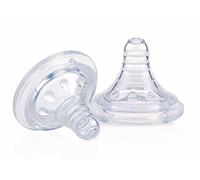 Nuby ID1199 - Tetina de silicona anti cólicos para biberones de cuello ancho, flujo lento