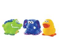 Nuby ID6022A - Pack 3 animales de baño en bolsa, con cocodrilo, pato y elefante, 4+ m