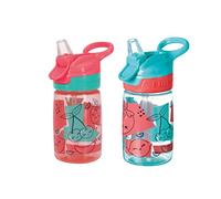 Nuby Incredible Gulp Botella Infantil, Pack de 2, 360 ml, +18 Meses, Fresas | Vaso antiderrame con asa, tapa One-Click y boquilla de silicona suave, apto para lavavajillas, ayuda a beber solo