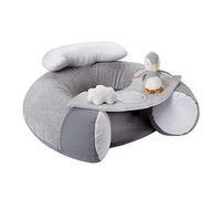 Nuby Little Penguin Sit-Me-Up - Cojín hinchable para bebés - Asiento de suelo hinchable para sentarse y jugar con bandeja y juguete - Gris - 6+ meses