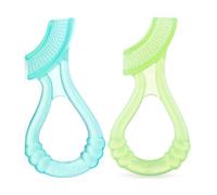 Nuby Masajeador de goma de silicona suave con funda higiénica, paquete de 2, 3 m +