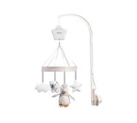 Nuby - Little Penguin - Móvil de cuna musical para bebés - Con música y suaves figuras de peluche - Gris - 0+ meses