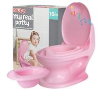 Nuby Dr. Talbot's - Mi Orinal Real - Orinal para bebé con sonido de descarga - Inodoro para niños - Orinal de entrenamiento para el baño - Con sonido real y pilas incluidas - Rosa - 18+ meses
