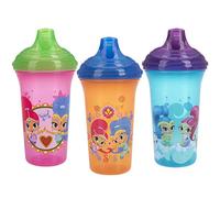 Nuby Nickelodeon Shimmer & Shine - Juego de 3 vasos para beber con válvula Vari-Flo, boquilla dura, 9 onzas