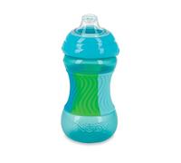 Nuby No Spill Sili Bands - Vaso de boquilla suave de 10 onzas con banda de silicona texturizada de fácil agarre, color aguamarina