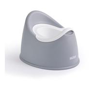Nuby Asiento de entrenamiento para principiantes con cuenco extraíble y protector contra salpicaduras integrado, divertida transición al inodoro grande, base antideslizante, color gris