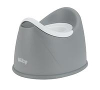 Nuby Asiento de entrenamiento para principiantes con cuenco extraíble y protector contra salpicaduras integrado, divertida transición al inodoro grande, base antideslizante, color gris