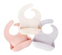 Nuby Pack de 3 Baberos de Silicona para Bebé Niña - Impermeables y Fáciles de Limpiar - Suaves y Flexibles - Correas Ajustables - Bolsillo Recoge-Comida - Baberos para Bebé y Pequeña