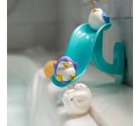 Nuby Penguin Tlide Bath Toy Play Conjunto con 4 baos de bao - Juguetes de bao para nios para nios y nias de ms de 12 meses - Copa de succin S