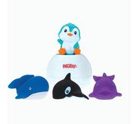 Nuby Pop -Up Penguin Bath Toy con squirters de 3 baos - Juguete de bao para nios para nios y nias de 18 meses