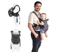 Nuby Portabebés de lujo: recién nacido a niño pequeño con soporte lumbar para 3.5-14.9 kg (3.5-14.9 kg) | Tela de malla transpirable ligera | Mordedor adicional | Babero extraíble para bebé | Color: