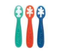 Nuby Set Cucharas Silicona Bebé para Alimentación, Pack 3, +6 Meses, Neutro | Primer set cucharas bebé, diseño fácil agarre fomenta coordinación y suave con encías para alimentación complementaria