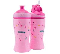 Nûby Set Taza Flip-It Preescolar +12m 360 ml + Taza Pop-Up Flujo Libre +18m 360 ml Rosa