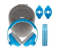 Nuby Soft Sounds - Orejeras 2 en 1 con cancelación de ruido para bebés y niños pequeños, con funda de viaje, protección contra el ruido ajustable para bebés y niños pequeños, color azul