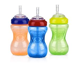 Nuby Taza antiderrames con pajita flexible (paquete de 3) 283.5 g, Neutro