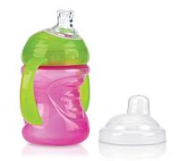Nuby Taza Swirl Antigoteo, 6m+, Taza con Asas, Rosa, 240ml