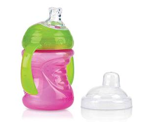 Nuby Taza Swirl Antigoteo, 6m+, Taza con Asas, Rosa, 240ml