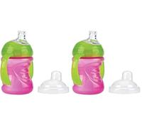 Nûby Taza Swirl™ de Silicona, antigoteo - 240ml - 6M+ - Taza con asas -Surtido (Paquete de 2)