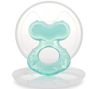 Nuby Teethe-eez de silicona flexible | Mordedor de silicona con superficie para masajear las encías | Estuche higiénico incluido | Turquesa | +3 meses