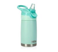 Nuby - Thirsty Kids - Botella Acero Inoxidable Flip-It Reflex para viajes - Vaso Antiderrame Bebe Con Cierre Seguro Y Diseño Térmico - Botella De Viaje Para Niños 10 Onzas - Vaso Bebe Color Turquesa