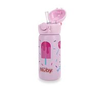 Nuby Thirsty Kids No Spill Flip-It Active Vaso de viaje de acero inoxidable, 14 onzas, helado