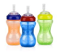 Nuby Vaso Antiderrame con Pajita Flexible | 300 ml | Pack de 3 | 12+ Meses