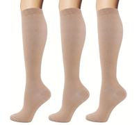 NuCamper 3 Pares Medias de Compresión Mujer y Hombre Circulacion, 15-20 mmHg Calcetines de Compresión para Correr, Running Deporte, Volar, Viajes, Varicosas, Edema, Trabajo, Enfermeras y Vida Diaria