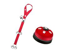 Nucelit 2 campanas de entrenamiento para mascotas, cuerda y botón de alarma, cuerda de entrenamiento para mascotas para notificación de inodoro de mascotas e interacción divertida para timbre de perro