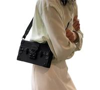 Nucelit 2023 - Bolso cruzado cuadrado para mujer, bandolera de hombro moderno, teléfono celular, versátil, de cuero, compacto y ligero, Black