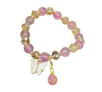 Nucelit Abalorio de cristal de mariposa de moda para mujeres y niñas, cuentas de jade de imitación, joyería elegante de mano, talla única, como se describe